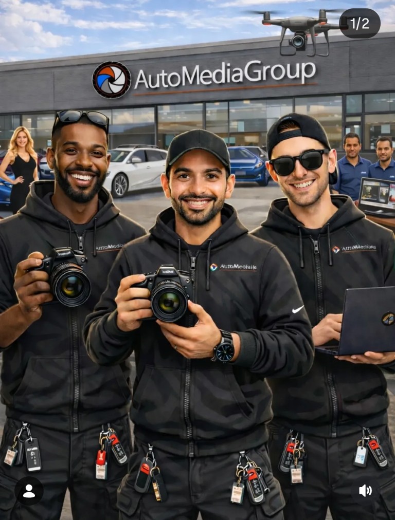 Concept visualization of the AutoMediaGroup field team on a dealership lot